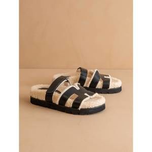 NEW OASIS SOCIETY women's alpine faux shearling sandals in black